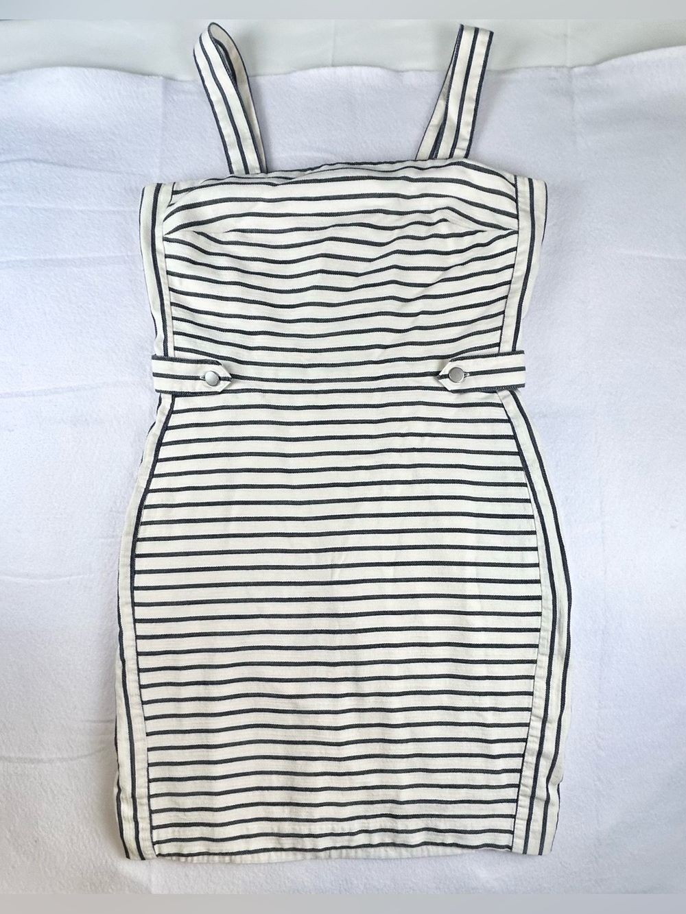 Banana Republic Black and White Striped Sleeveless Mini Dress